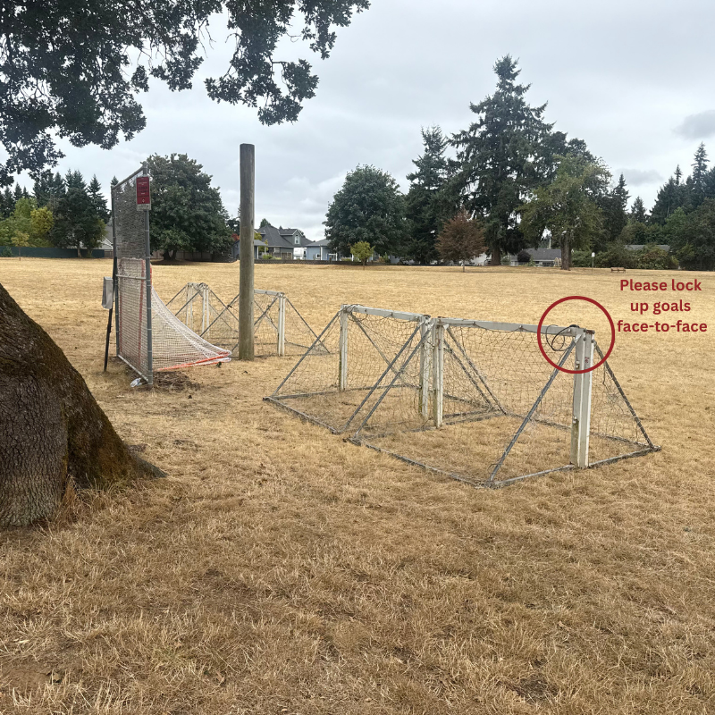 Goals set at John McLoughlin Elementary School, illustrating the community network and accessibility of the sports complex.